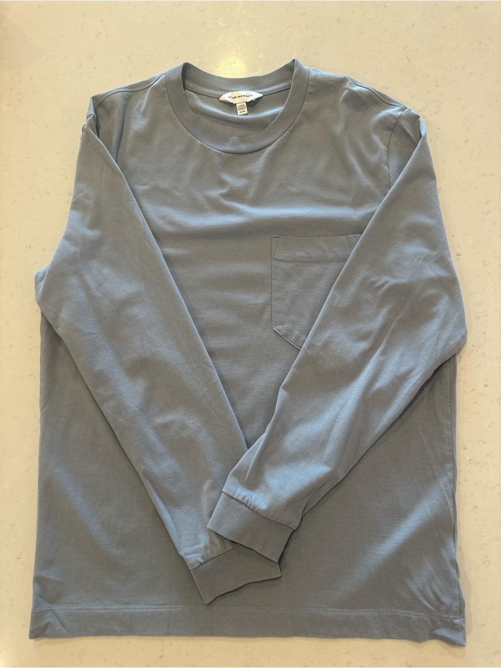 NWOT Club Monaco Basic Cotton Long Sleeve Shirt Blue Medium Organic Casual Tee